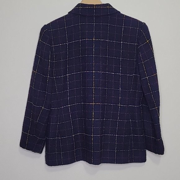 Loft Wool Blend Double Breasted Plaid Blazer - Picture 7 of 10